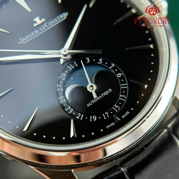 Jaeger-LeCoultre Master Ultra Thin Moon Black Dial Leather Best Replica APSF 39mm - Image 5