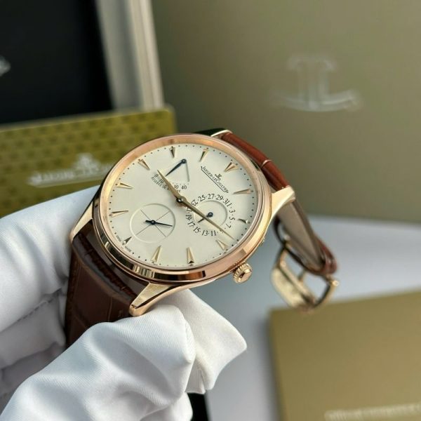 Jaeger-LeCoultre Master Ultra Thin Reserve De Marche Rose Gold Champagne Dial Leather Strap Best Replica ZF 39mm - Image 3