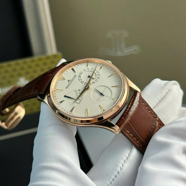 Jaeger-LeCoultre Master Ultra Thin Reserve De Marche Rose Gold Champagne Dial Leather Strap Best Replica ZF 39mm - Image 4