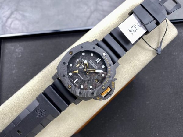 Panerai Submersible GMT Carbotech Navy Seals PAM 1324 Black Carbon Rubber Strap Best Replica VSF 44mm