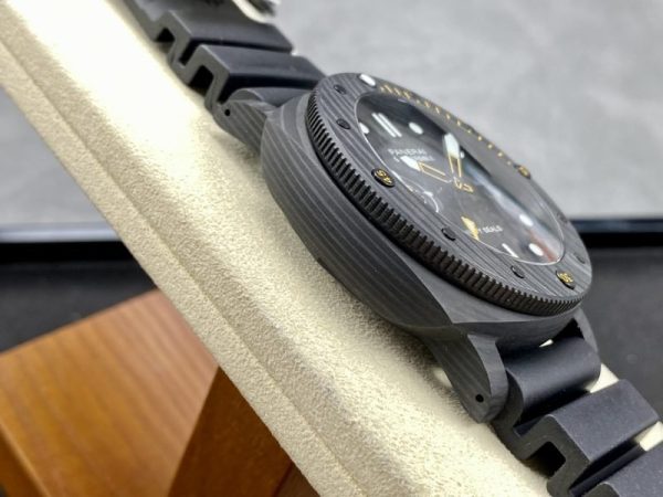 Panerai Submersible GMT Carbotech Navy Seals PAM 1324 Black Carbon Rubber Strap Best Replica VSF 44mm - Image 5