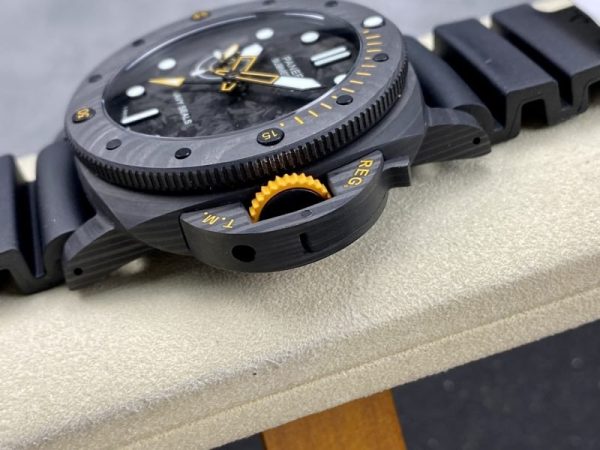 Panerai Submersible GMT Carbotech Navy Seals PAM 1324 Black Carbon Rubber Strap Best Replica VSF 44mm - Image 6