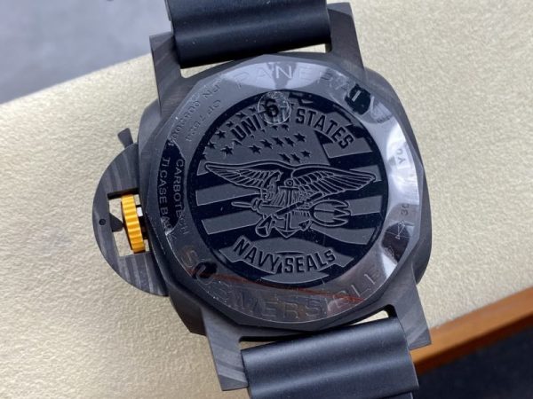 Panerai Submersible GMT Carbotech Navy Seals PAM 1324 Black Carbon Rubber Strap Best Replica VSF 44mm - Image 7