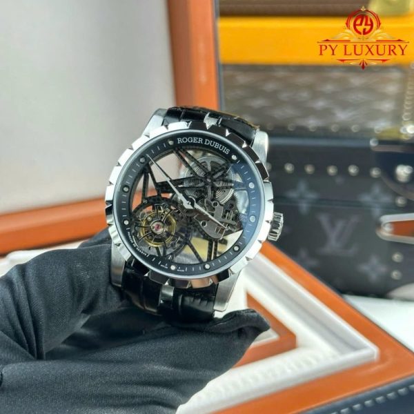 Roger Dubuis Excalibur Skeleton RDDBEX0393 Tourbillon Black Leather Best Replica BBR 42mm - Image 2