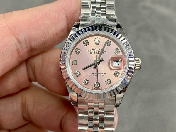 Rolex Datejust 279174 Stainless Steel Pink Diamond Dial 28mm Lady Replica Watch - Image 2
