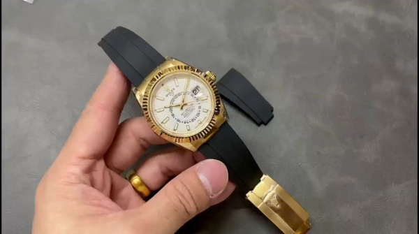 Rolex Sky Dweller 326238 Yellow Gold White Dial 42mm Mens Replica Watch - Image 2
