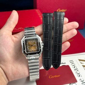 Cartier Santos WSSA0064 Brown Dial Large Model Best Replica BVF 39.8mm