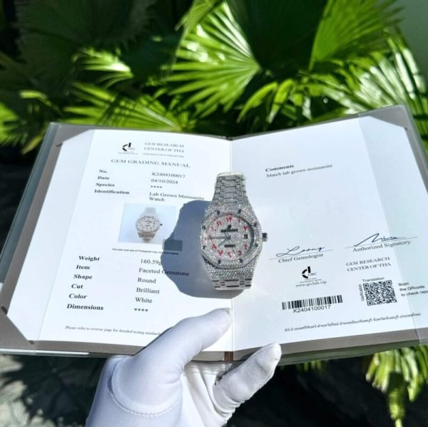 Audemars Piguet Royal Oak Red Arabic Numerals Iced Out Moissanite Super Clone 41m
