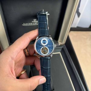Jaeger-LeCoultre Master Ultra Thin Tourbillon Blue Dial Leather Best Replica APSF 40mm