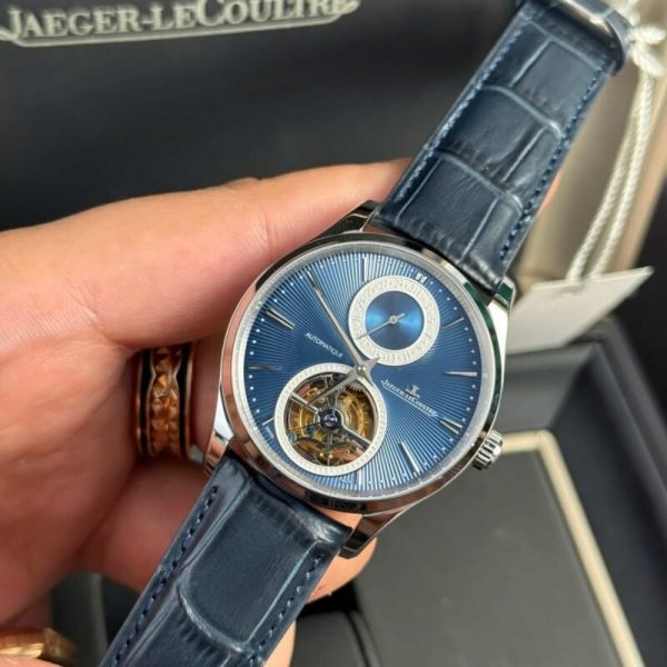 Jaeger-LeCoultre Master Ultra Thin Tourbillon Blue Dial Leather Best Replica APSF 40mm - Image 3
