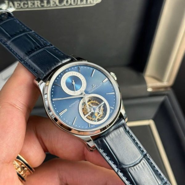 Jaeger-LeCoultre Master Ultra Thin Tourbillon Blue Dial Leather Best Replica APSF 40mm - Image 2
