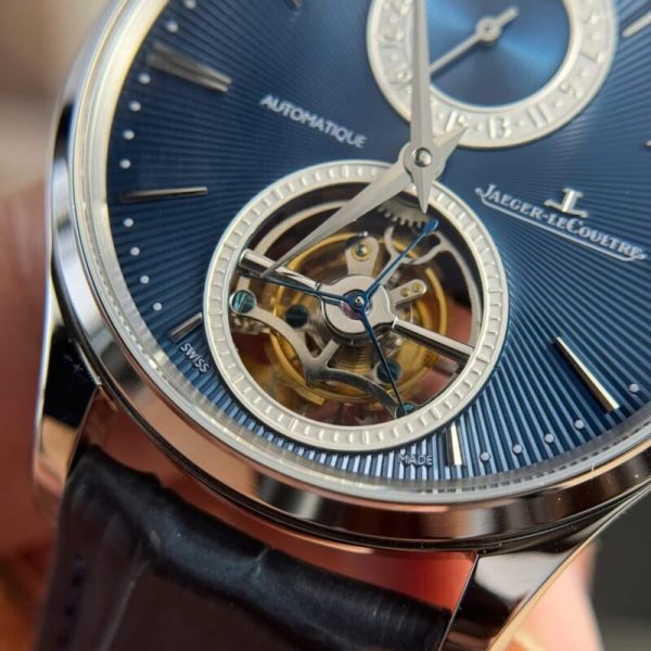 Jaeger-LeCoultre Master Ultra Thin Tourbillon Blue Dial Leather Best Replica APSF 40mm - Image 5